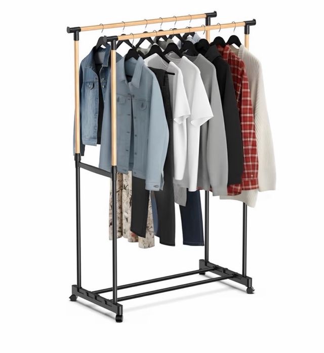 Porta abiti estensibile a doppio albero con ruote