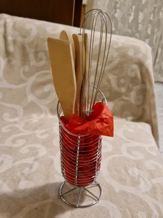 Set Utensili Cucina Legno e Silver plated