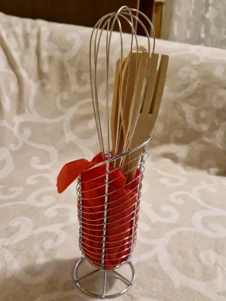 Set Utensili Cucina Legno e Silver plated