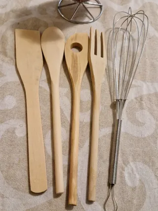 Set Utensili Cucina Legno e Silver plated
