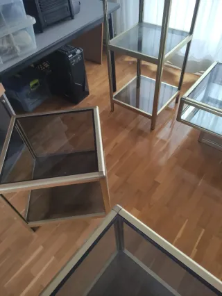 Mesa centro aluminio y cristal