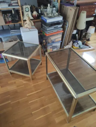 Mesa centro aluminio y cristal