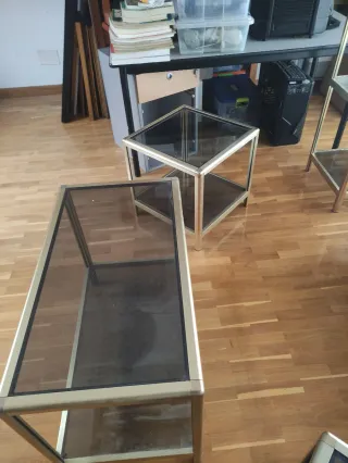 Mesa centro aluminio y cristal