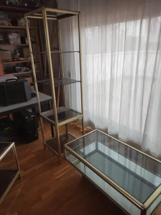 Mesa centro aluminio y cristal