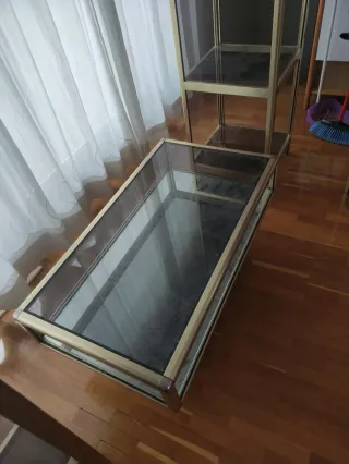 Mesa centro aluminio y cristal