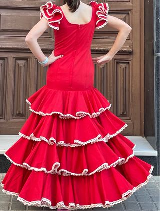 Traje de flamenca rojo niña 10-14 años MADRE HIJA