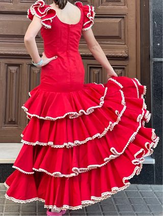 Traje de flamenca rojo niña 10-14 años MADRE HIJA