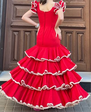 Traje de flamenca rojo niña 10-14 años MADRE HIJA