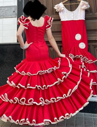 Traje de flamenca rojo niña 10-14 años MADRE HIJA