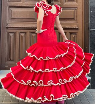 Traje de flamenca rojo niña 10-14 años MADRE HIJA