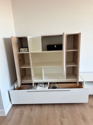 Mueble TV Banak modular blanco y marrón
