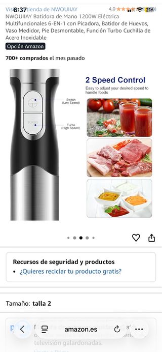 Batidora Mano 1200W Multifuncional 6-EN-1