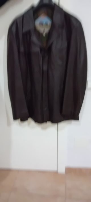 Chaqueta de piel hombre marrón