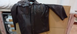 Chaqueta de piel hombre marrón