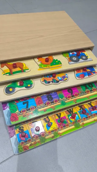 Cajón 4 Puzzles Madera Niños