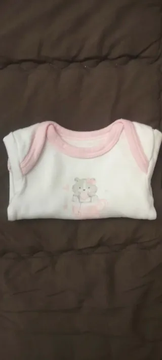 Body neonata bianco con orsetto rosa