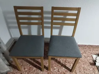 Juego de 2 Sillas de Comedor Madera y Tela