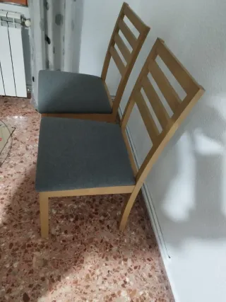 Juego de 2 Sillas de Comedor Madera y Tela