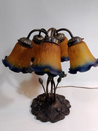 Lámpara de mesa 5 luces cristal y metal