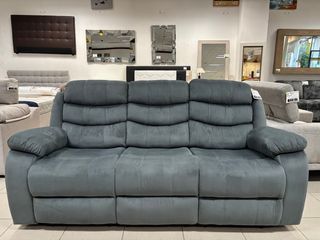 Sofá Relax Reclinable Gris Tela