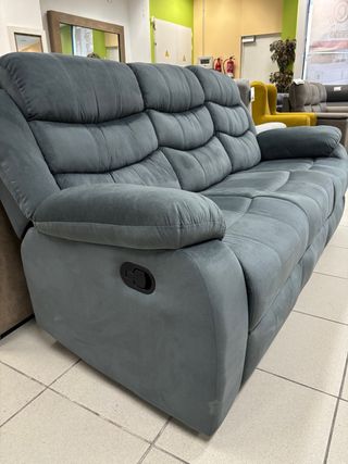 Sofá Relax Reclinable Gris Tela