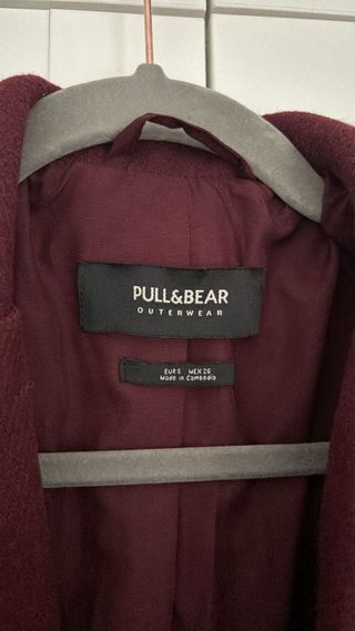 Abrigo lana PULL&BEAR oversize burdeos T.S