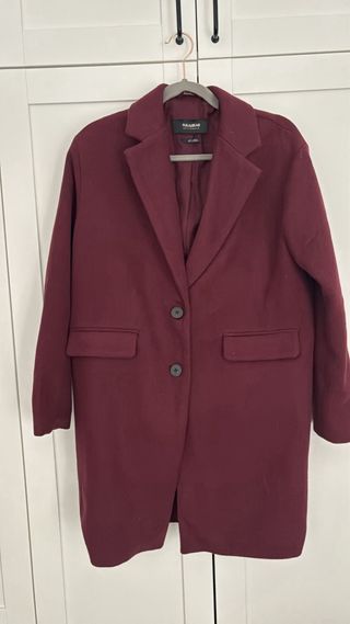 Abrigo lana PULL&BEAR oversize burdeos T.S
