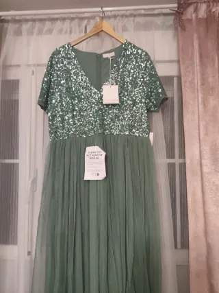 Vestido de fiesta lentejuelas verde