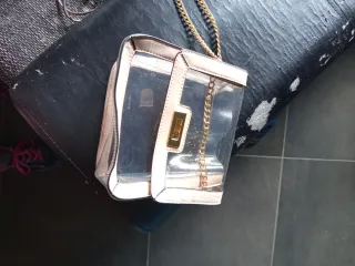 Borsetta trasparente beige e oro