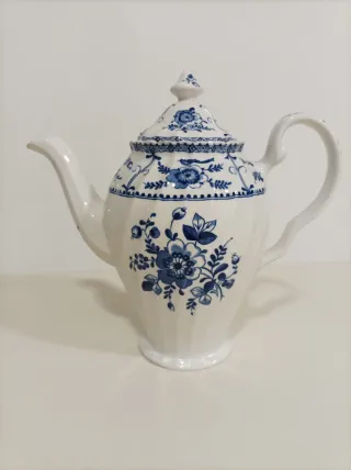 Juego de té Johnson Bros azul y blanco