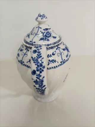 Juego de té Johnson Bros azul y blanco