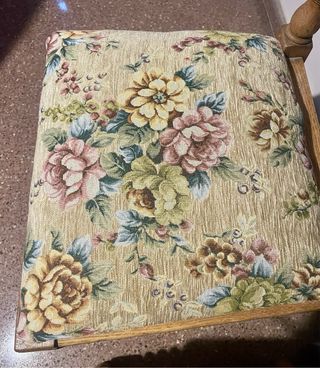 Juego de 3 sillas vintage madera y tela