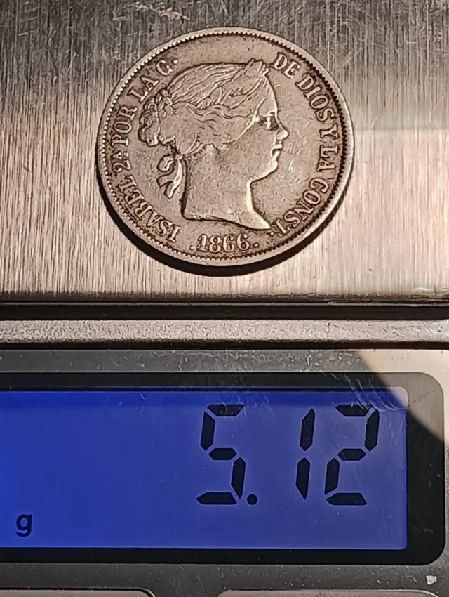 Moneda 40 céntimos escudo 1866