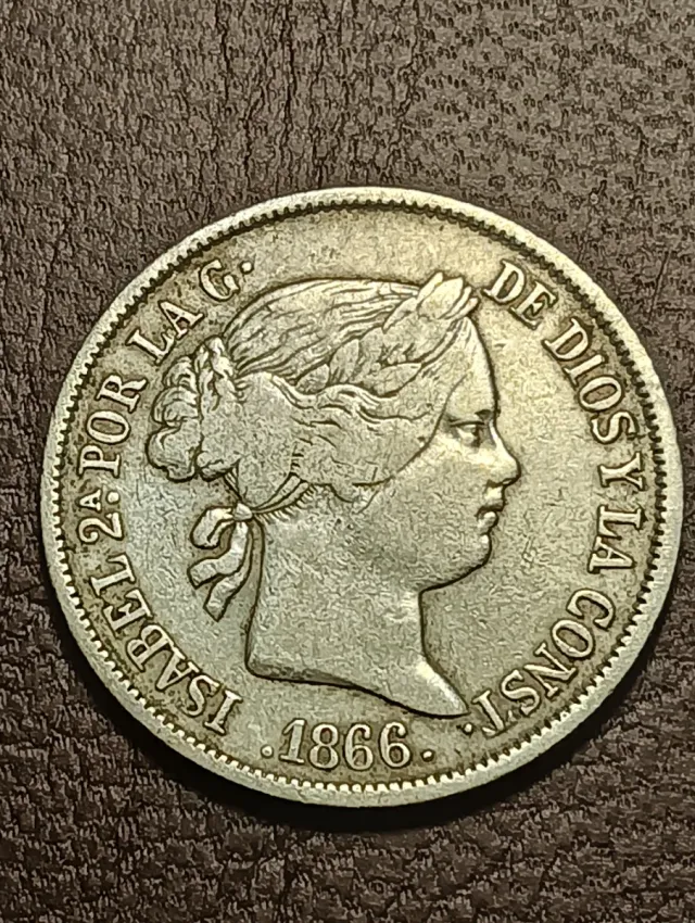 Moneda 40 céntimos escudo 1866
