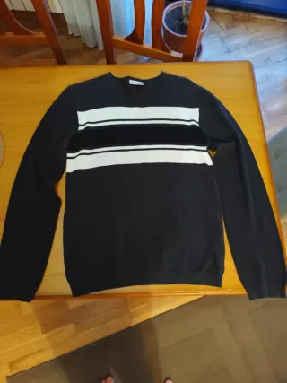 Jersey de punto rayas azul marino y blanco