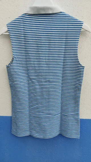 Polo Lacoste Rayas Azul y Blanco Mujer