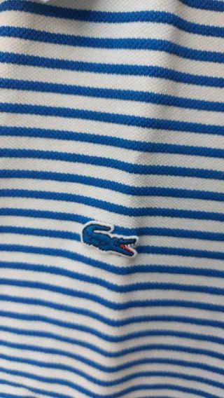 Polo Lacoste Rayas Azul y Blanco Mujer