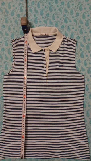 Polo Lacoste Rayas Azul y Blanco Mujer