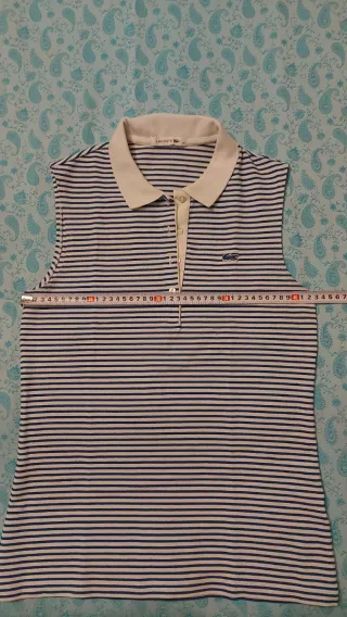 Polo Lacoste Rayas Azul y Blanco Mujer