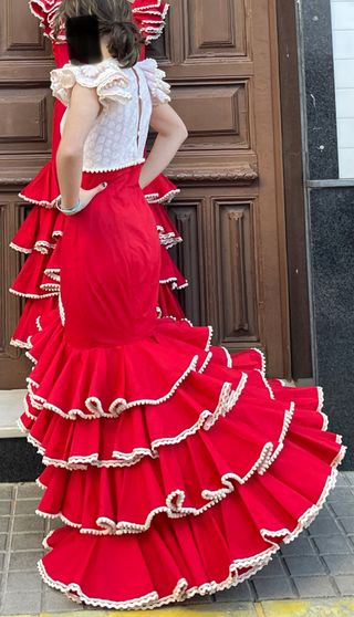 Traje Flamenca Rojo T 38/40 MADRE HIJA HERMANAS