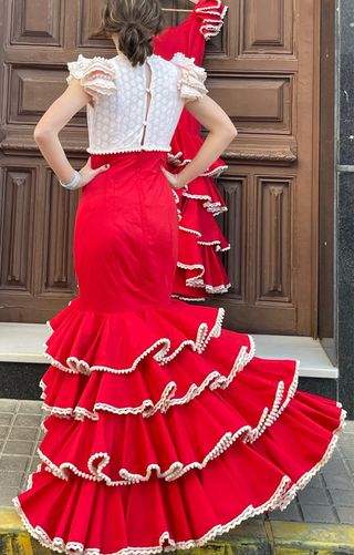 Traje Flamenca Rojo T 38/40 MADRE HIJA HERMANAS