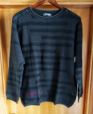 Jersey Desigual Negro Gris Cremalleras