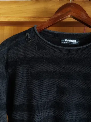 Jersey Desigual Negro Gris Cremalleras