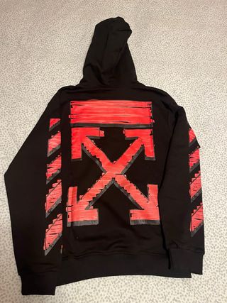 Felpa Off-White con Cappuccio - Stampa Marker Arro