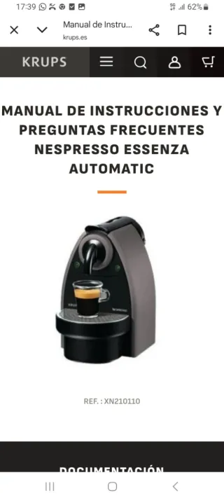 Cafetera Nespresso Krups Essenza Automática