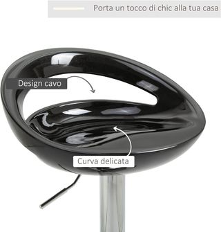 Conjunto de 2 Taburetes de Bar Altos, Taburetes Giratorios a 360°, Con Respaldo y Reposapiés, Altura Regulable, Base de Acero, para Comedor y Cocina, 46X41X76-96Cm, Negro