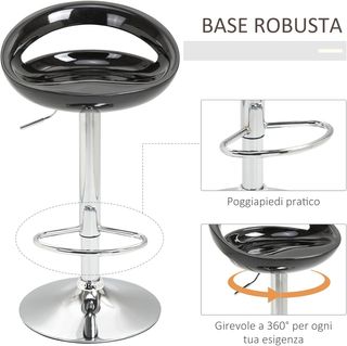 Conjunto de 2 Taburetes de Bar Altos, Taburetes Giratorios a 360°, Con Respaldo y Reposapiés, Altura Regulable, Base de Acero, para Comedor y Cocina, 46X41X76-96Cm, Negro