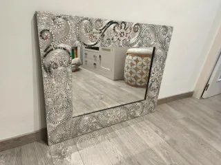 Espejo decorativo plata y multicolor