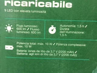 Foco PARKSIDE Batería Recargable 10W