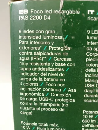 Foco PARKSIDE Batería Recargable 10W